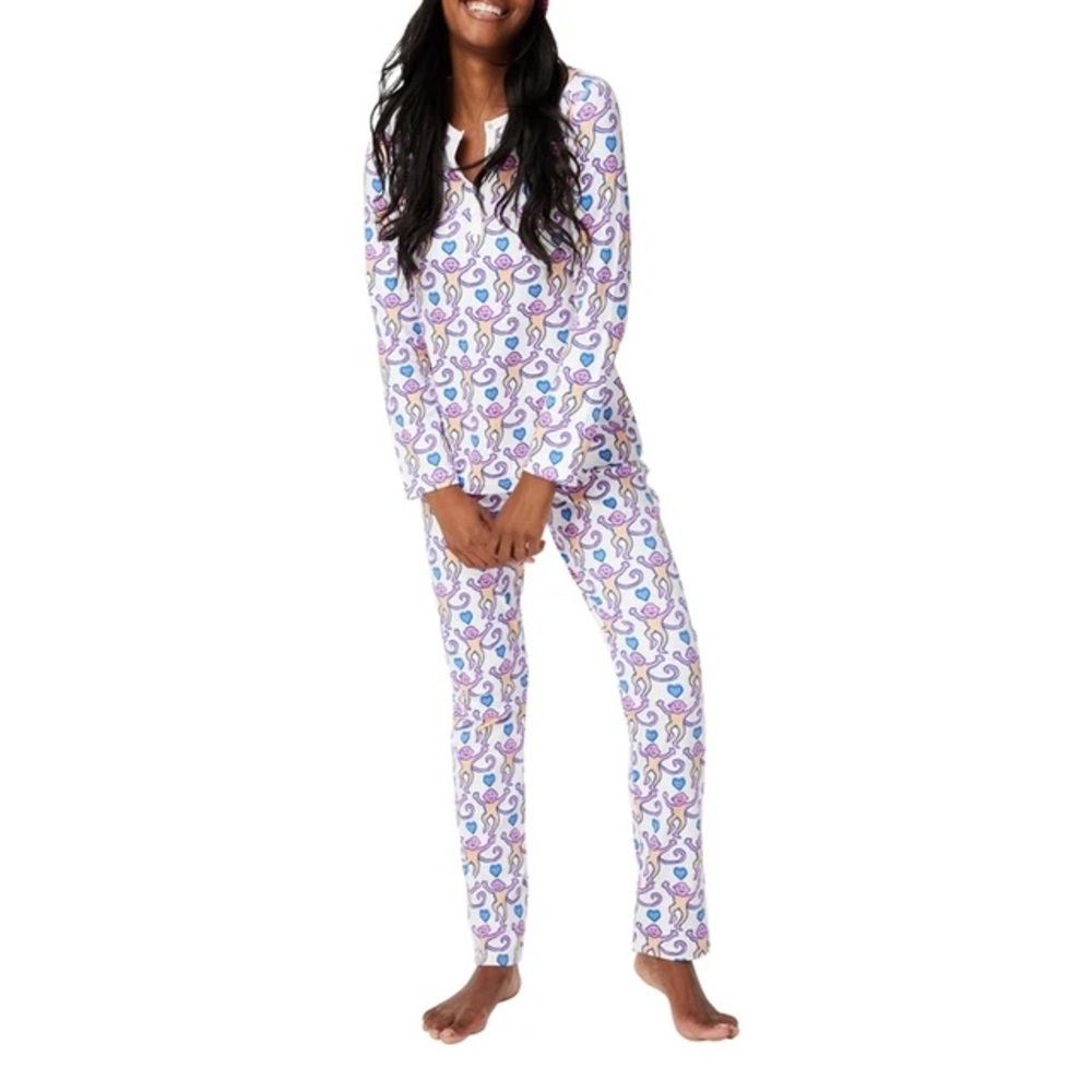 Roller Rabbit Lovely Monkey Pima Cotton Long Sleeve Pajamas XXS